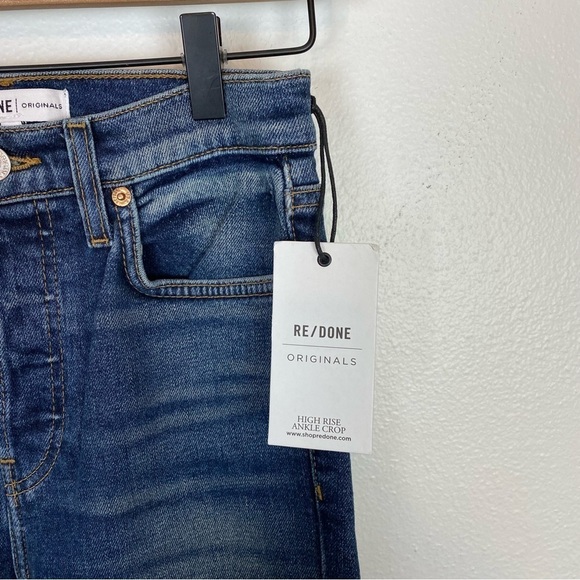 Re/Done Comfort Stretch High Rise Crop Jeans in Midnight Blue - Picture 9 of 10